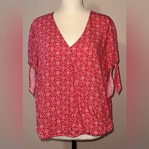 XXL Universal Thread Red and White Short Sleeve Blouse